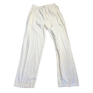 Cotton Collection XL White Peruvian Cotton Gauze Wide Leg Beach Pants Drawstring